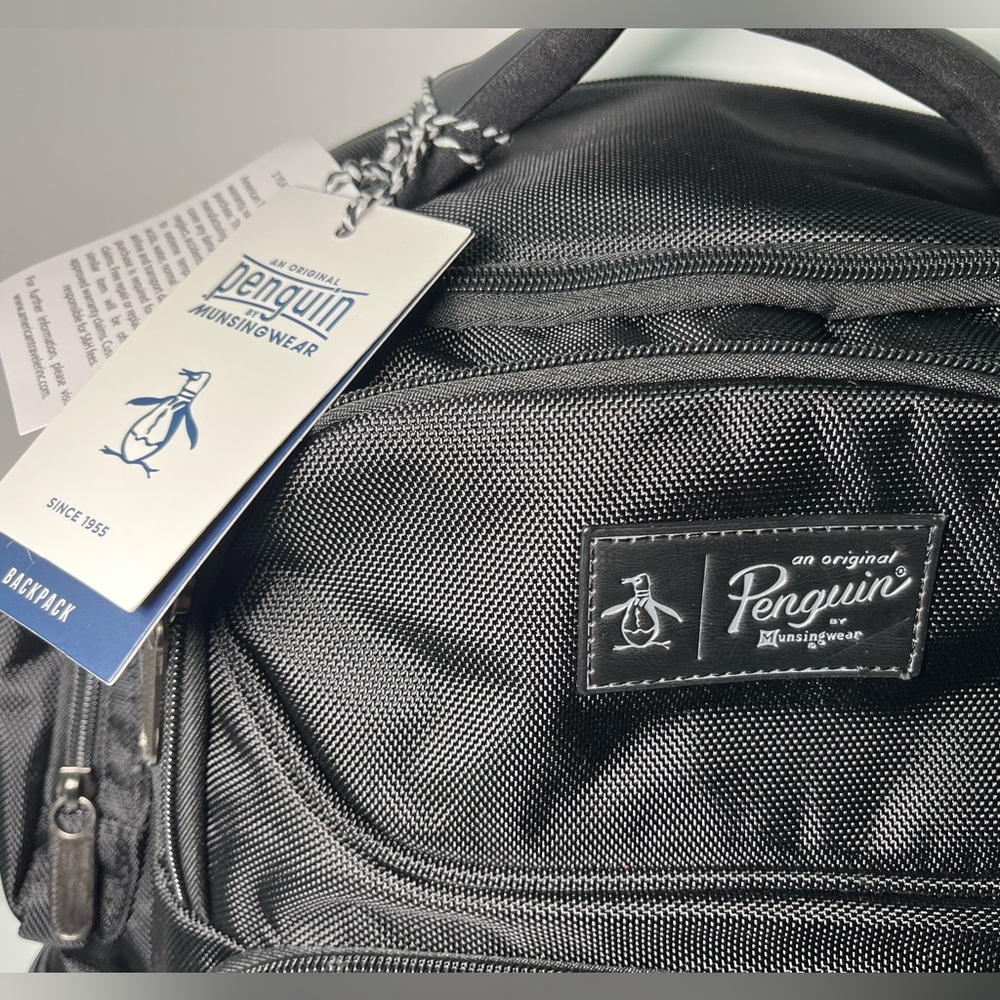 ORIGINAL PENGUIN 9 Pocket Laptop Backpack Padded back & straps - Black - Picture 7 of 16